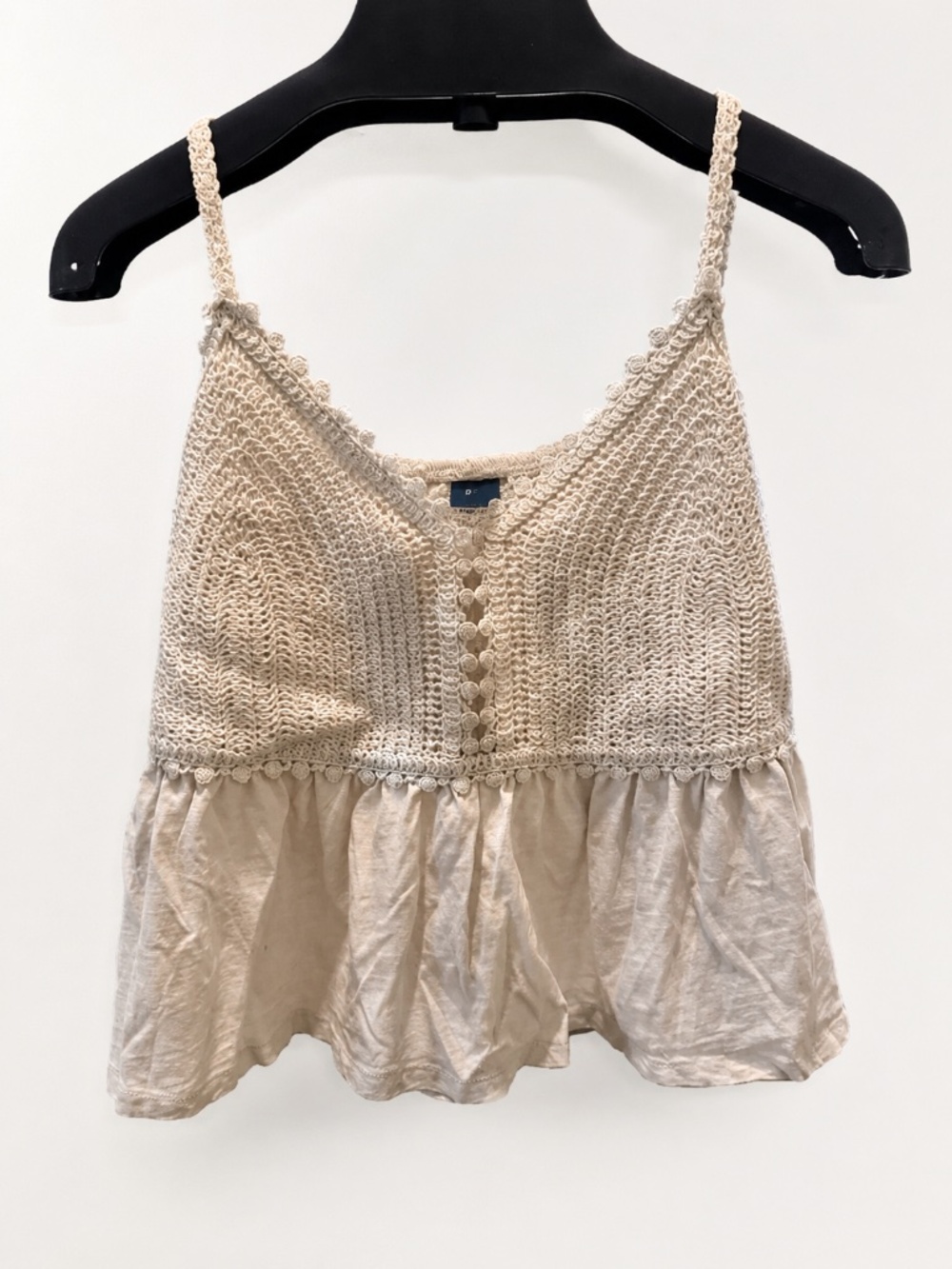 Old Navy Cream Crochet Lace Peplum Tank Top | Size Medium
